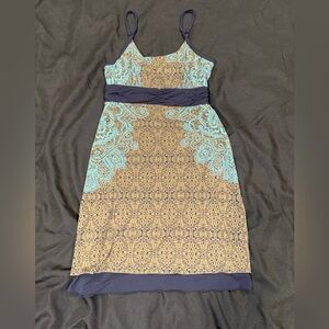 Athleta Blue and Green Patterned Dress